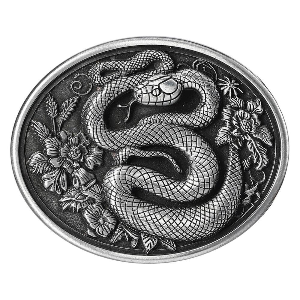 8612 Vintage Belt Buckle Western Cowboy Rodeo Flower Snake Belt Buckles